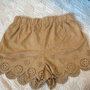 Tan Scalloped Women's Shorts